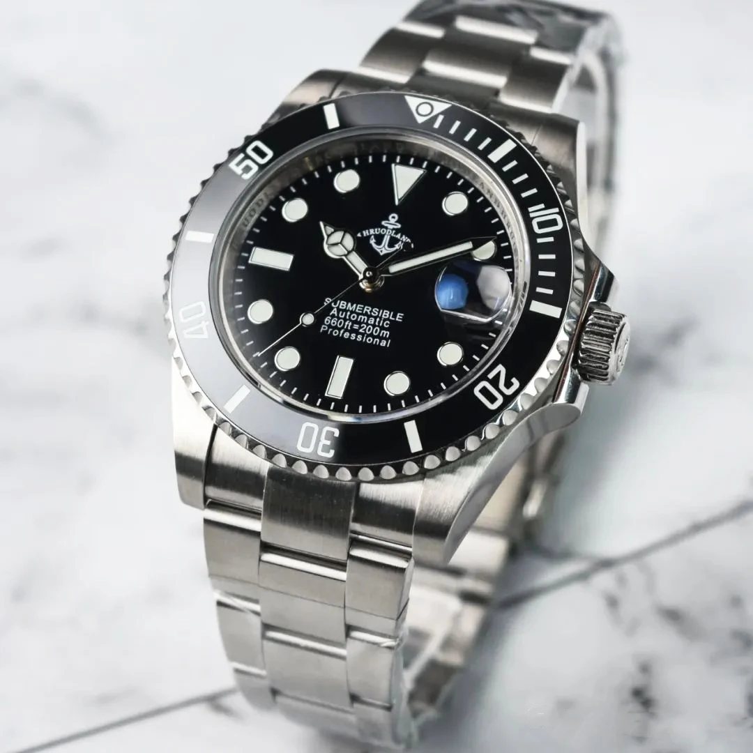 Hruodland Men's SUB Water Ghost Diver Watch 40mm Black Dial Sapphire Ceramic Bezel PT5000/SW200 Movement 20Bar BGW-9 Blue Lume
Hruodland Men's SUB Water Ghost Diver Watch 40mm Black Dial Sapphire Ceramic Bezel PT5000/SW200 Movement 20Bar BGW-9 Blue Lume