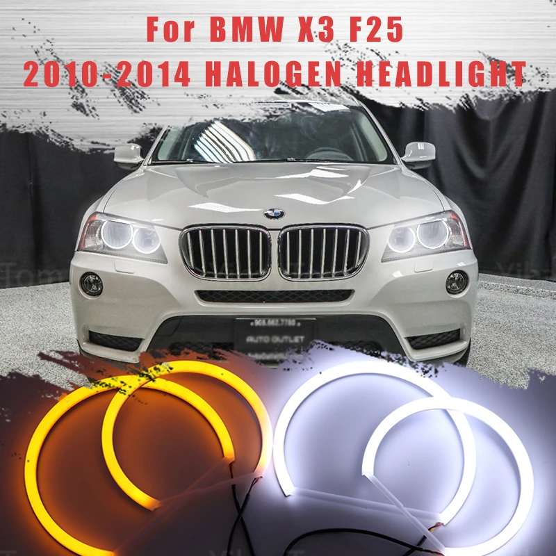 

LED SMD Cotton Light Switchback Angel Eye Halo Ring DRL Kit for BMW X3 F25 2010 2011 2012 2013 2014 HALOGEN HEADLIGHT