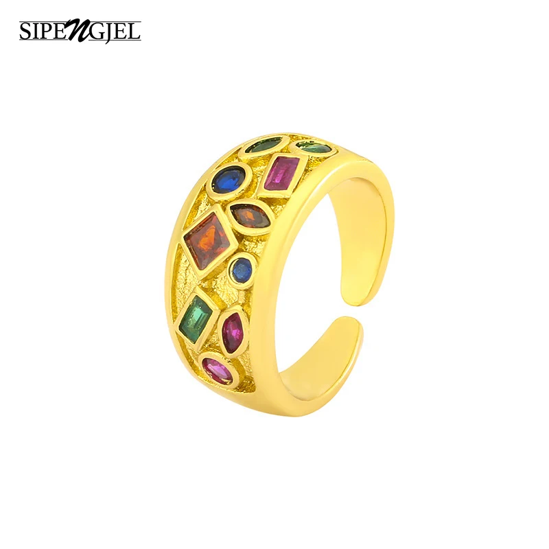 SIPENGJEL Fashion Colorful Zircon Gold Plated Open Ring for Women Man Punk Adjustable Ring Jewelry Gift
SIPENGJEL Fashion Colorful Zircon Gold Plated Open Ring for Women Man Punk Adjustable Ring Jewelry Gift