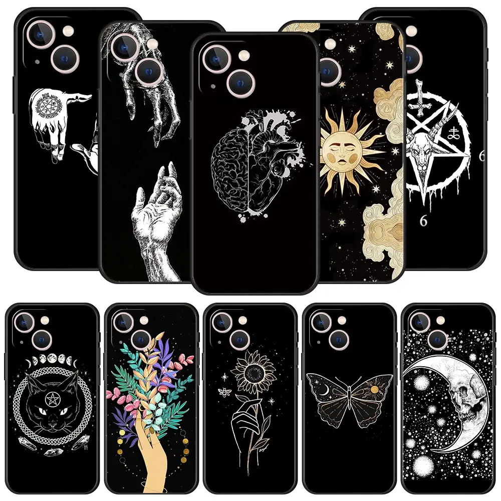 Luxury Phone Case For iPhone 11 12 13 14 Pro Max Mini X XR XS 7 8 Plus SE 2020 Black Soft Cover Funda moon Tarot cat Aesthetic
Luxury Phone Case For iPhone 11 12 13 14 Pro Max Mini X XR XS 7 8 Plus SE 2020 Black Soft Cover Funda moon Tarot cat Aesthetic