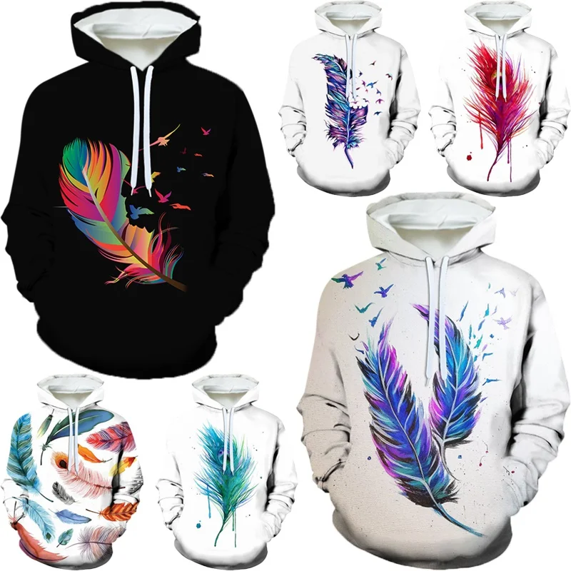 Spring and Autumn New Men's and Women's Sweater 3D Feather Print Hoodie Long Sleeve Casual Loose Sports Pullover
Spring and Autumn New Men's and Women's Sweater 3D Feather Print Hoodie Long Sleeve Casual Loose Sports Pullover