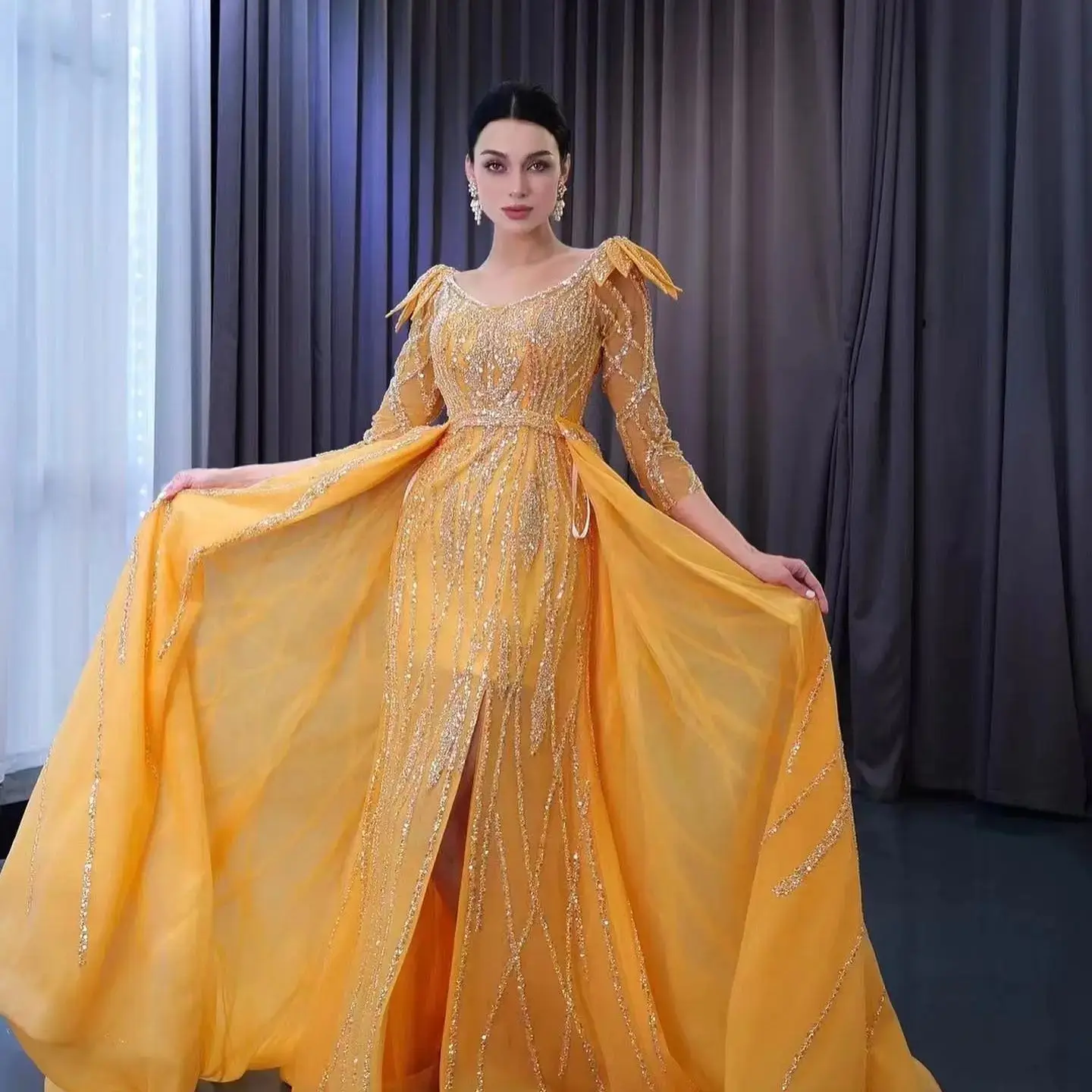 ROSELLA Sweetheart Sequins Floor Length Elegant Women Evening Dress Three Quarter Sleeves Zipper Up Sash Prom Gown New 2023
ROSELLA Sweetheart Sequins Floor Length Elegant Women Evening Dress Three Quarter Sleeves Zipper Up Sash Prom Gown New 2023