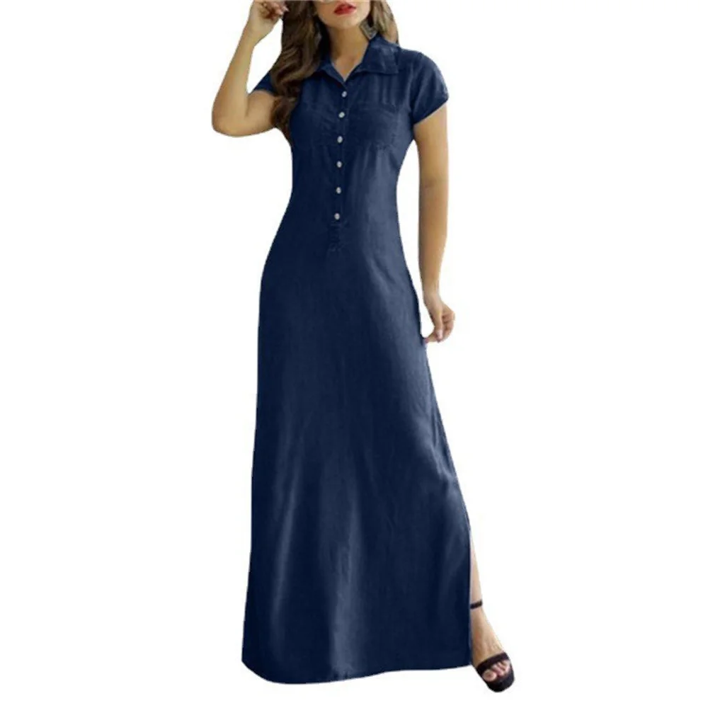 Summer New Shirt Collar Button Pullover Solid Color High Waist Skirt Slit Pocket Large Large Size Loose Denim Short Sleeve Dress
Summer New Shirt Collar Button Pullover Solid Color High Waist Skirt Slit Pocket Large Large Size Loose Denim Short Sleeve Dress