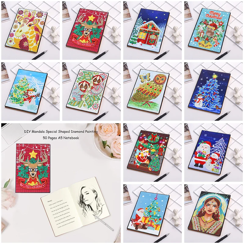 

DIY A5 Notebook Diamond Painting 50 Pages Sketch-Book Special-Shaped Diary Book Mosaic Art Christmas Gift Handicrafts Note Book