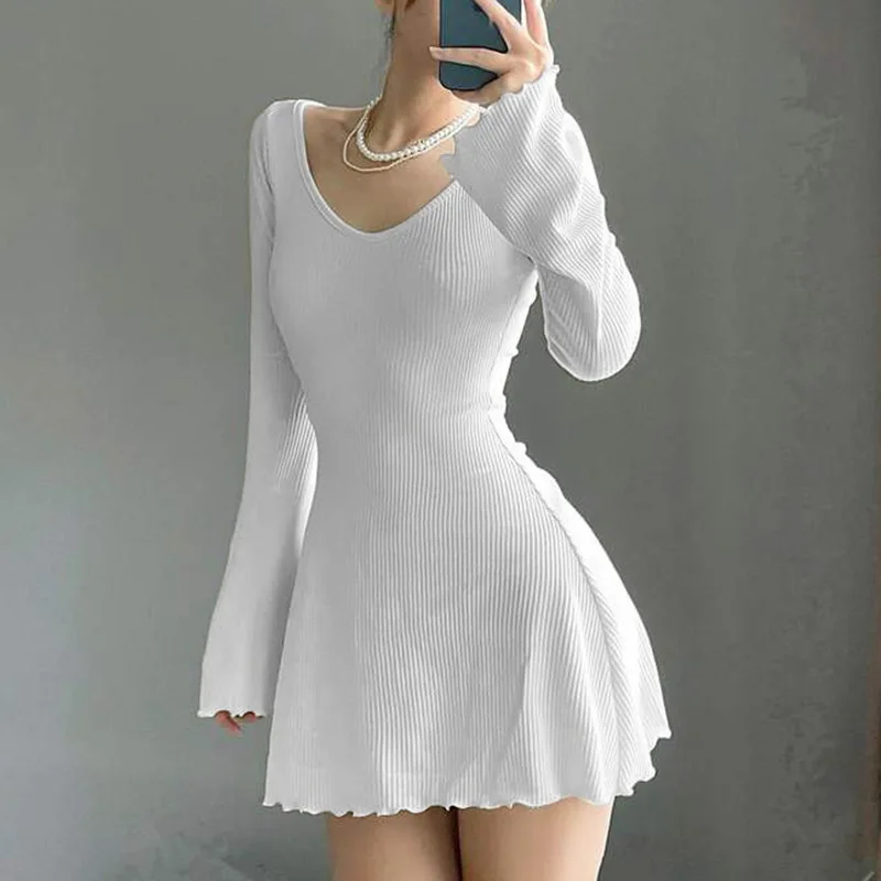 Knitting Elegant Dress for Women Spring Fall Solid Color V Neck Office Lady Irregular Hem Simple Basic Slim DressesVintage Dress
Knitting Elegant Dress for Women Spring Fall Solid Color V Neck Office Lady Irregular Hem Simple Basic Slim DressesVintage Dress