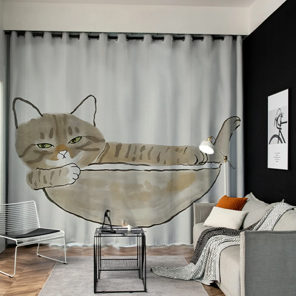 New Cartoon Cute Cat Print 90% Thick Curtain Children's Bedroom Window Curtain Hook Top Ring 2 Panels
New Cartoon Cute Cat Print 90% Thick Curtain Children's Bedroom Window Curtain Hook Top Ring 2 Panels