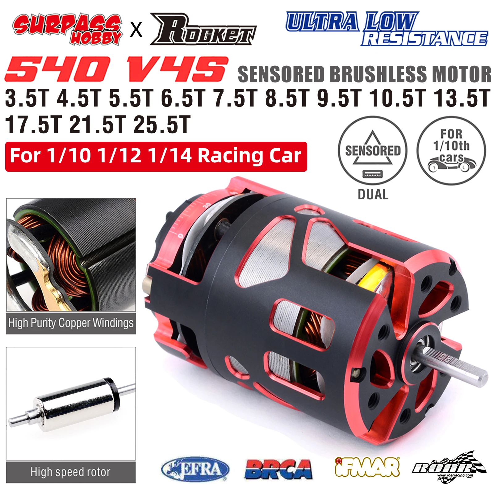 Surpasshobby Rocket 540 V4S Sensored Brushless Motor for 1/10 RC Drift Racing Car
Surpasshobby Rocket 540 V4S Sensored Brushless Motor for 1/10 RC Drift Racing Car