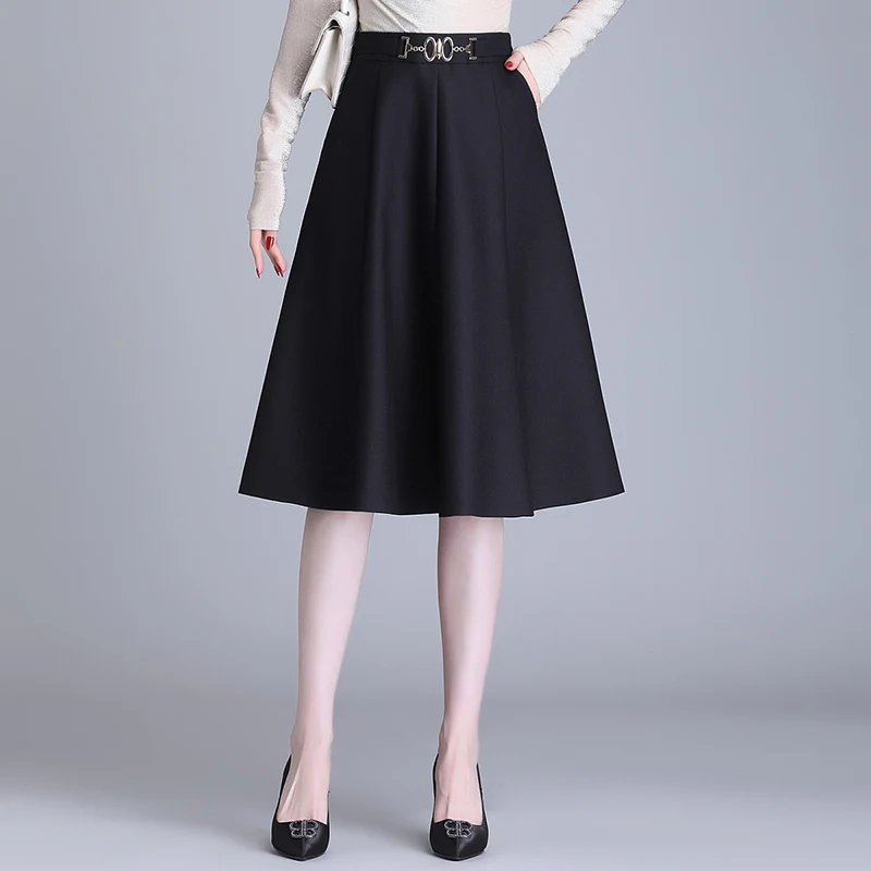 ZUZK Women Solid OL Skirts New Spring Autumn Elastic High Waist Female Elegant A-Line Mid-Long Black Skirt Pocket
ZUZK Women Solid OL Skirts New Spring Autumn Elastic High Waist Female Elegant A-Line Mid-Long Black Skirt Pocket