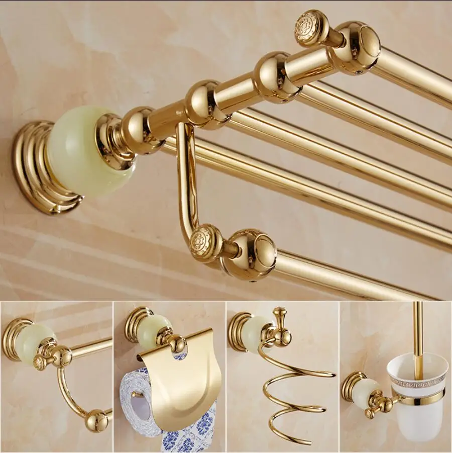 Brass and Jade Gold Bathroom Accessories Set,Paper Holder,Towel Bar,Soap Basket,towel Rack,towel Ring, Bathroom Hardware Set
Brass and Jade Gold Bathroom Accessories Set,Paper Holder,Towel Bar,Soap Basket,towel Rack,towel Ring, Bathroom Hardware Set
