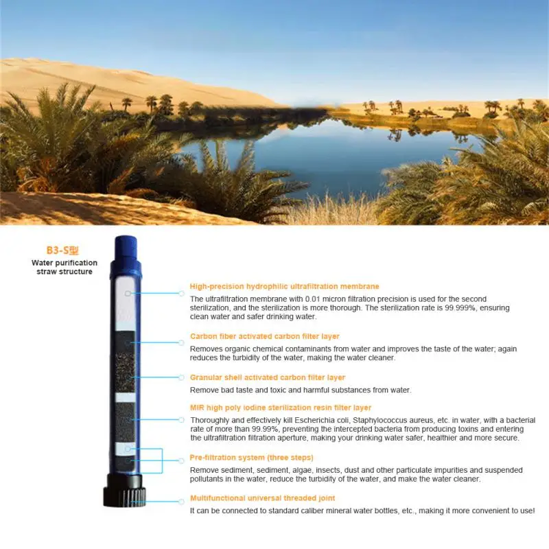 Drinking Water Filtering Tool Disinfection Wild Life Emergency Direct Individual Purifier Filter Straw Outdoor Survival Tools
Drinking Water Filtering Tool Disinfection Wild Life Emergency Direct Individual Purifier Filter Straw Outdoor Survival Tools