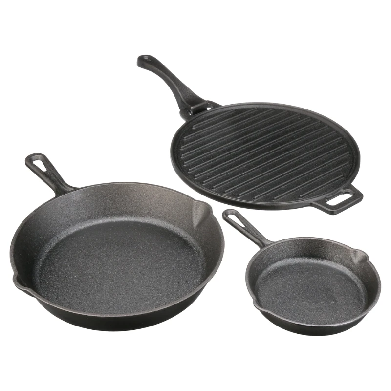 4-piece Cast Iron Skillet Set with Handles and Griddle, Pre-seasoned, 6", 10.5", 11"
4-piece Cast Iron Skillet Set with Handles and Griddle, Pre-seasoned, 6", 10.5", 11"