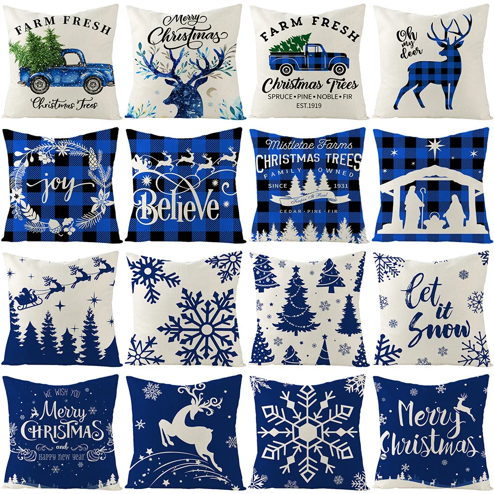 Christmas Decor Pillow Covers 18x18 Inches Xmas Cushion Cover Black and Blue Buffalo Check Plaid Throw Pillowcase for Pillow
Christmas Decor Pillow Covers 18x18 Inches Xmas Cushion Cover Black and Blue Buffalo Check Plaid Throw Pillowcase for Pillow