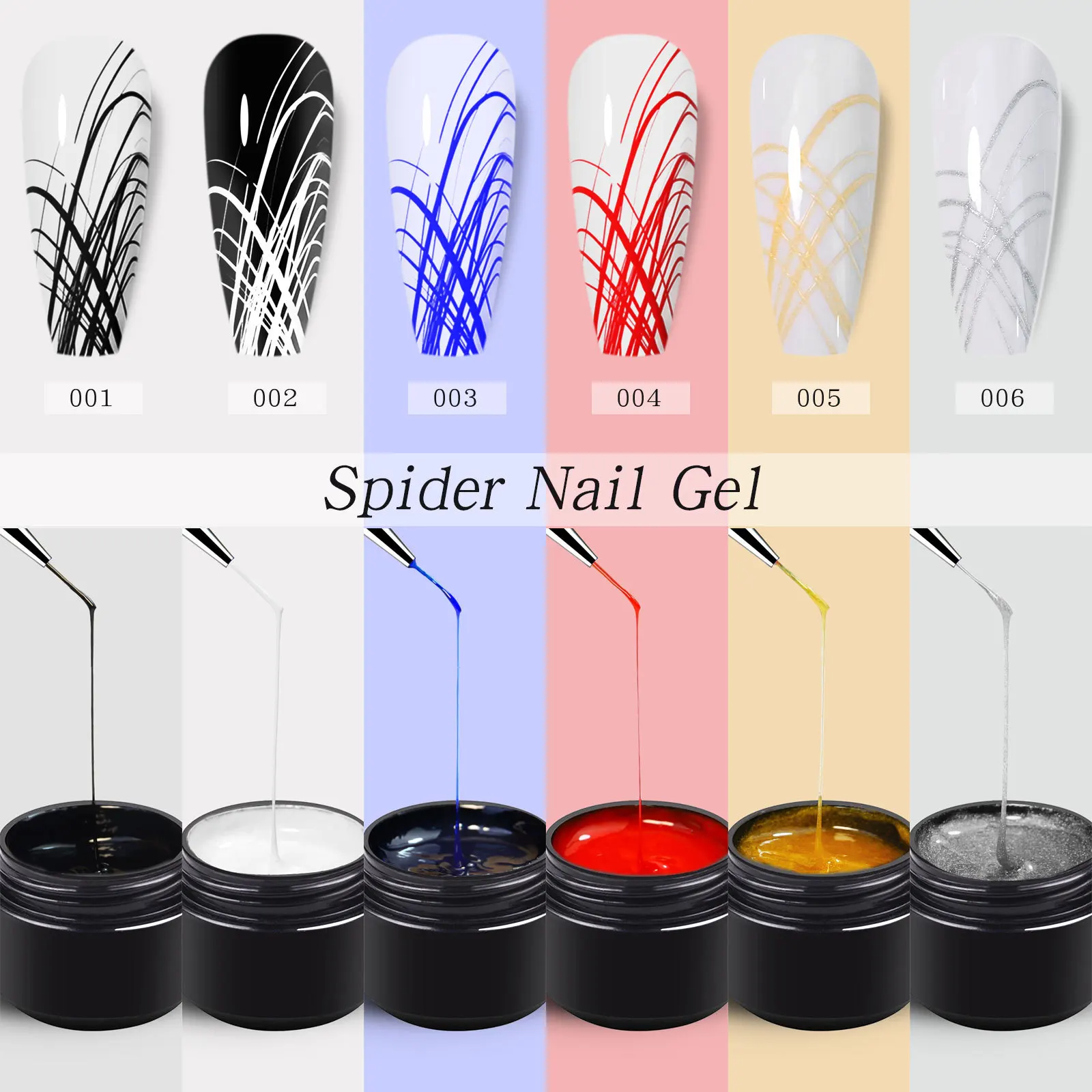 6Color Spider Line Nail Polish Gel Spider UV Paint Gel Hybrid Varnishes Luminous Web Stickers Soak Off Top Coat Nail Art
6Color Spider Line Nail Polish Gel Spider UV Paint Gel Hybrid Varnishes Luminous Web Stickers Soak Off Top Coat Nail Art