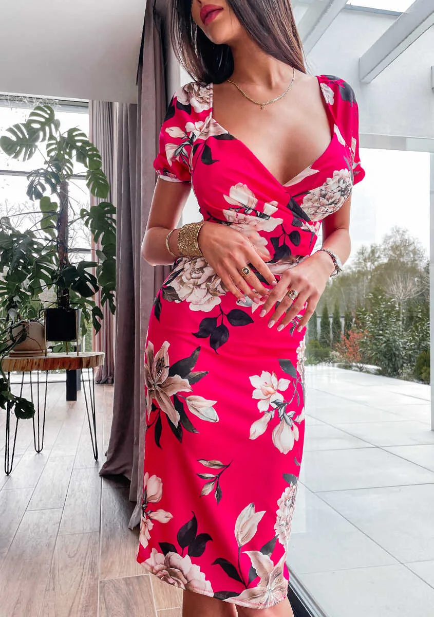 Fashion One Word Collar Short Sleeve Dress Sexy Floral Printing Tight Midi Dress Summer Dress Women Nightclub Women's Clothing
Fashion One Word Collar Short Sleeve Dress Sexy Floral Printing Tight Midi Dress Summer Dress Women Nightclub Women's Clothing
