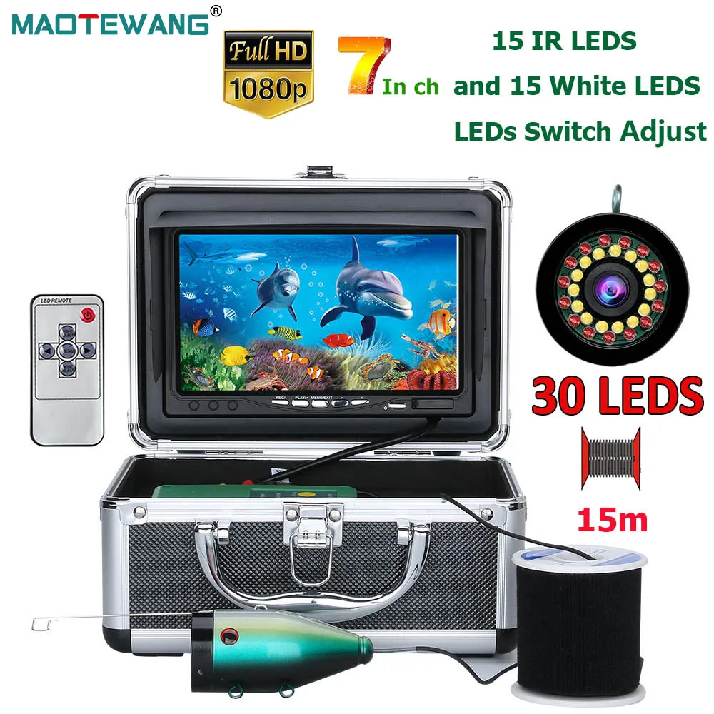 7inch Fish Finder Underwater Fishing Camera 15pcs White LEDs+15pcs Infrared Lamp 1080P 15M Camera For Ice Fishing
7inch Fish Finder Underwater Fishing Camera 15pcs White LEDs+15pcs Infrared Lamp 1080P 15M Camera For Ice Fishing