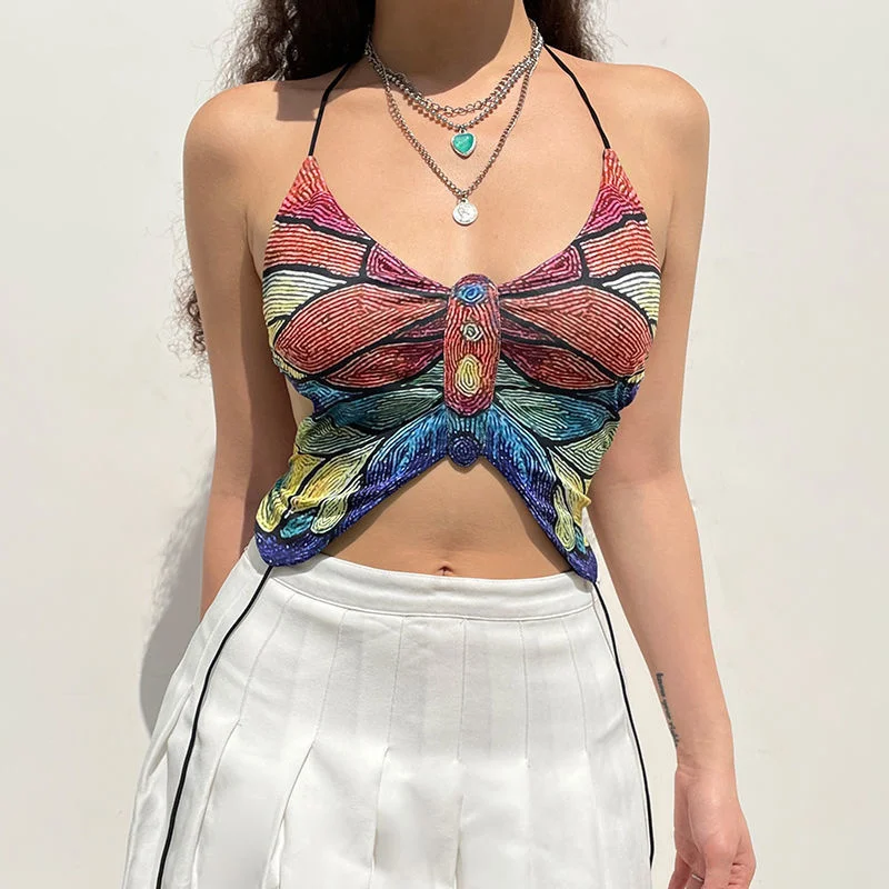 Summer Sexy Tie Up Camis Girls Y2k Aesthetic Butterfly Shape Backless Crop Top Fashion Vintage Elegant Tee Beach Vacation Ladies 
Summer Sexy Tie Up Camis Girls Y2k Aesthetic Butterfly Shape Backless Crop Top Fashion Vintage Elegant Tee Beach Vacation Ladies
