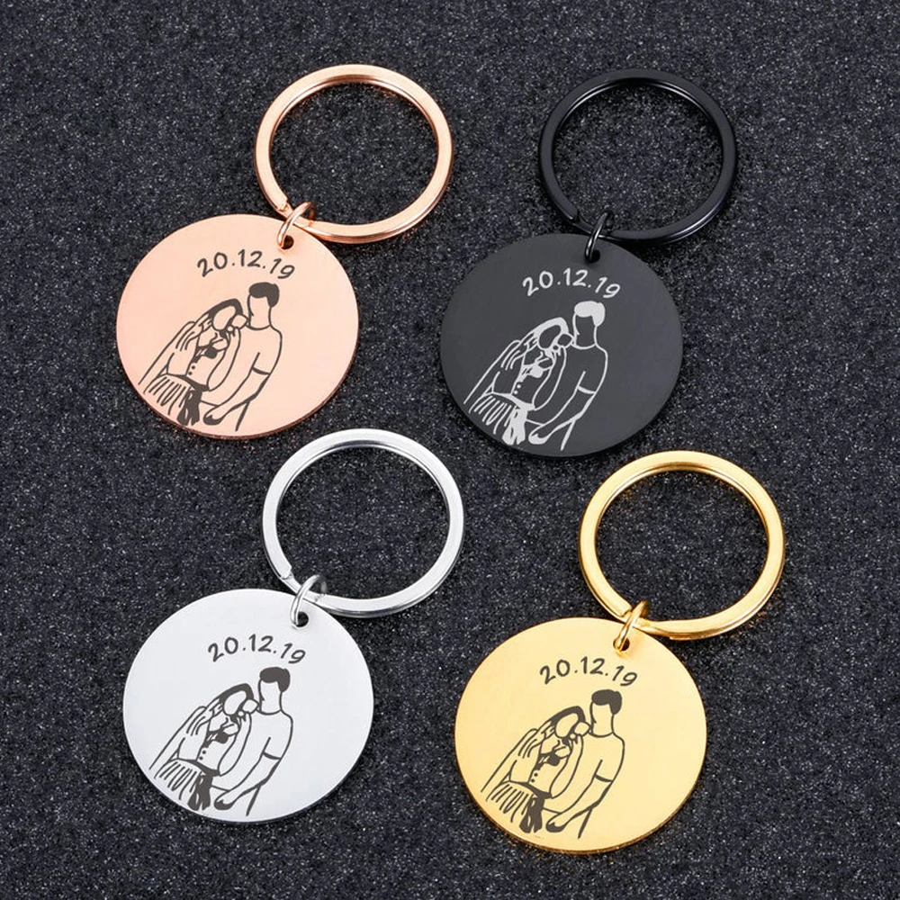 Customized Carving Date Couple KeyRing Personalized Stainless Steel Round Pendant Mens Car Key Chain Boyfriend Anniversary Gifts
Customized Carving Date Couple KeyRing Personalized Stainless Steel Round Pendant Mens Car Key Chain Boyfriend Anniversary Gifts