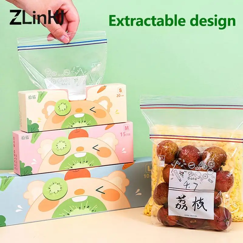 

Food Sealed Refrigerator Fresh-keeping Bag Transparent Household Fruit Vegetable Food Freezing Special thickened Ziplock Bags