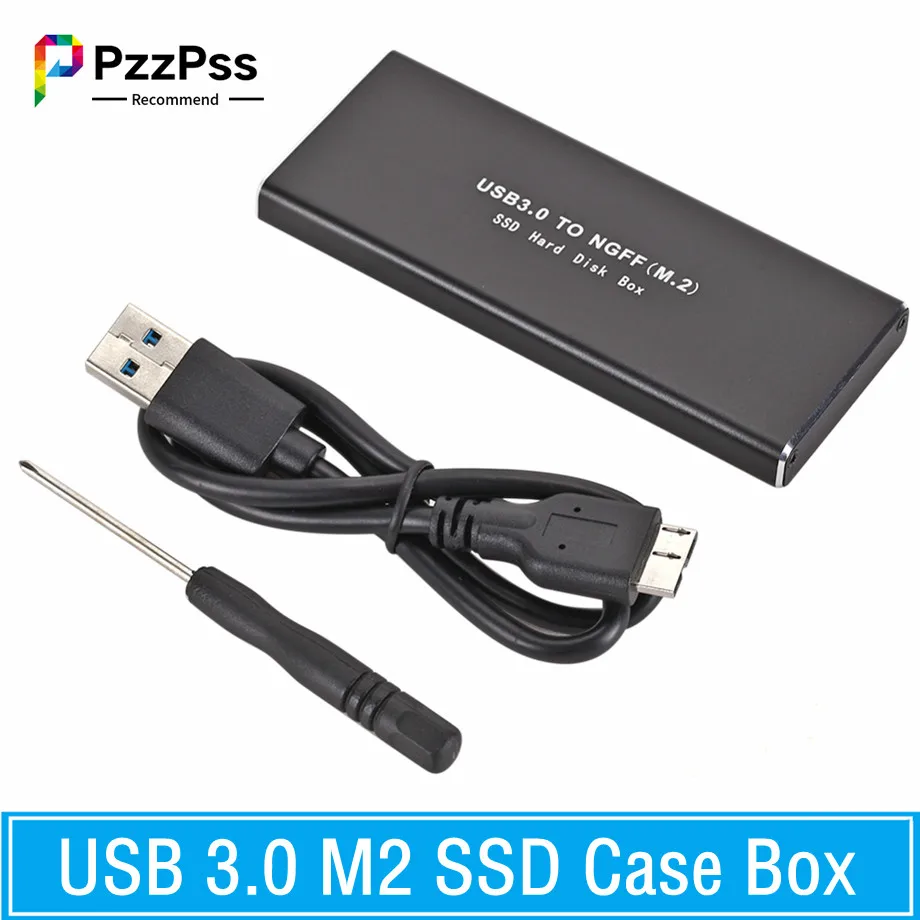 

PzzPss USB 3.0 M2 SSD Case USB3.0 to M.2 NGFF External Solid State Drive Enclosure SSD Box Support 2230 2242 2260 2280 Hard Disk