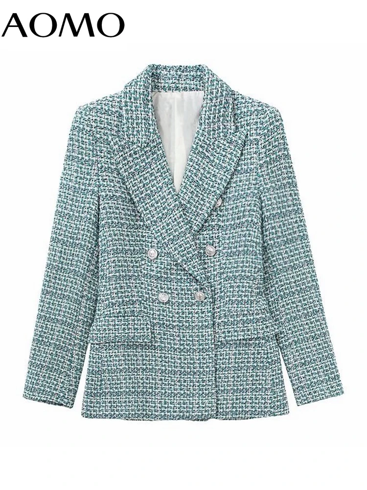 AOMO Women Vintage Double Breasted Tweed Blazer Female Long Sleeve Elegant Jacket Ladies Blazer Suits 3H297A 
AOMO Women Vintage Double Breasted Tweed Blazer Female Long Sleeve Elegant Jacket Ladies Blazer Suits 3H297A