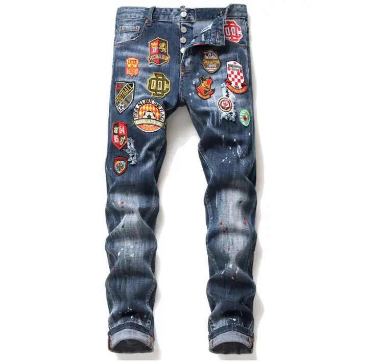 Hot Dsquared2 denim trousers high-quality patchwork contrast maple leaf stretch badge hole all handmade
Hot Dsquared2 denim trousers high-quality patchwork contrast maple leaf stretch badge hole all handmade