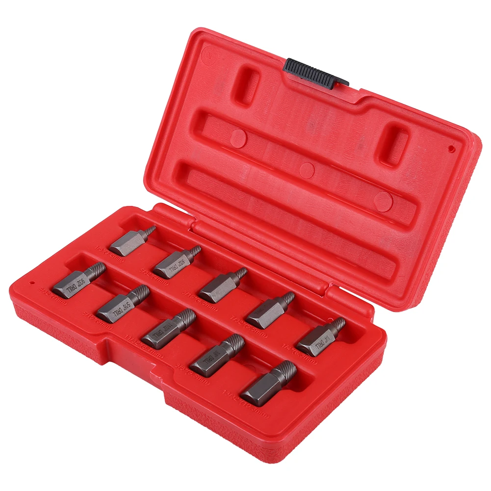10 Pcs 3.2-10.3mm Screw Extractor Set for Rust Damaged Studs Bolt Remover Out Screw Extractor
10 Pcs 3.2-10.3mm Screw Extractor Set for Rust Damaged Studs Bolt Remover Out Screw Extractor