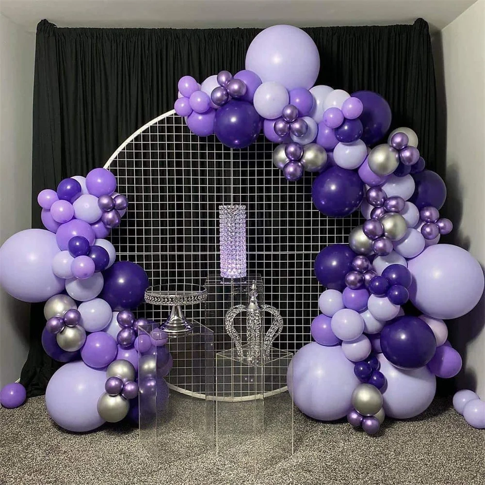 

133Pcs Purple Balloons Garland Arch Kit Macaron Metallic Purple Latex Balloons for Birthday Gender Reveal Baby Shower Decoration
