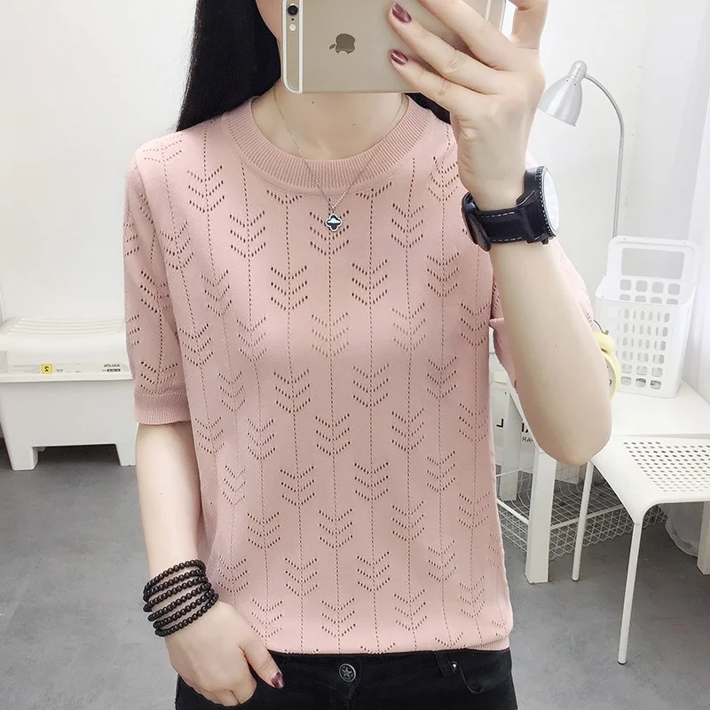 Women Casual Hollow Out Knitewear Top 2023 Summer Fashion Solid Colors Short Sleeve Knitted T-Shirt Plus Size Pullover O-Neck
Women Casual Hollow Out Knitewear Top 2023 Summer Fashion Solid Colors Short Sleeve Knitted T-Shirt Plus Size Pullover O-Neck