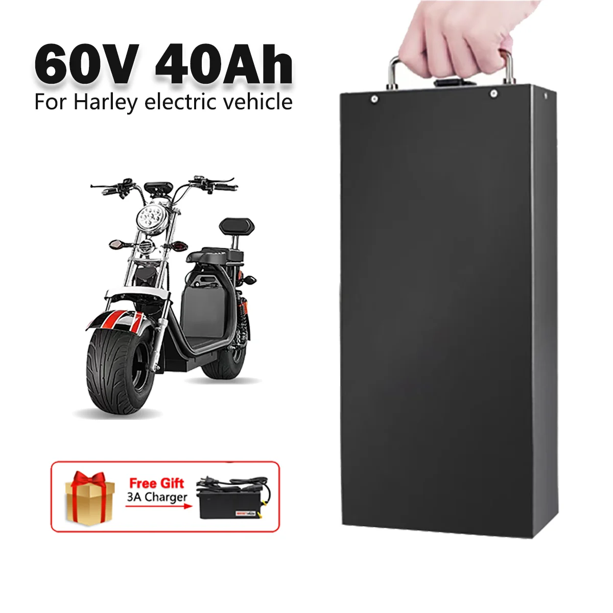 Harley Electric Scooter 60V 40Ah 18650 Lithium Battery Pack for Two Wheel Foldable Citycoco Electric Scooter Below 1800W 
Harley Electric Scooter 60V 40Ah 18650 Lithium Battery Pack for Two Wheel Foldable Citycoco Electric Scooter Below 1800W