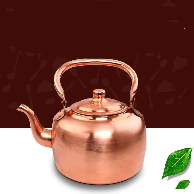 

5L Large Copper Pot Gas Kettle Kettle Bottom Soup Pot Flat Bottom Kettle Pure Copper Pot with Handle Handmade