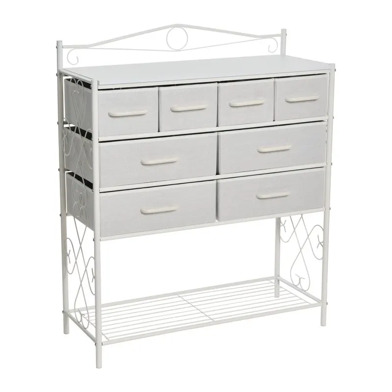Trendy Victorian Tall White Metal Storage Chest with 8 Fabric Drawers, A Striking Piece to Adorn Any Room.
Trendy Victorian Tall White Metal Storage Chest with 8 Fabric Drawers, A Striking Piece to Adorn Any Room.