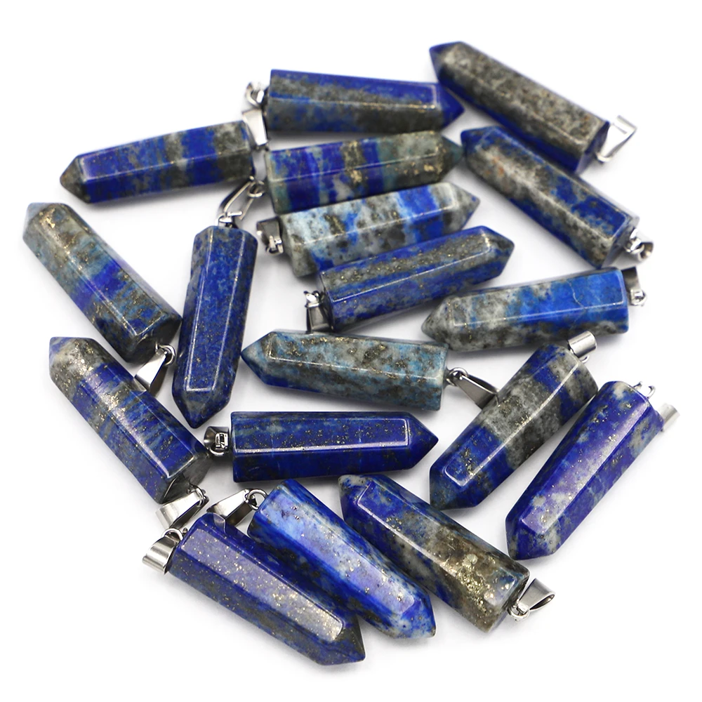 Natural Stone Pillar Hexagonal Lapis Lazuli Pendants Necklace Column Shape Reiki Charms Jewelry Making Earring Accessories 12Pcs
Natural Stone Pillar Hexagonal Lapis Lazuli Pendants Necklace Column Shape Reiki Charms Jewelry Making Earring Accessories 12Pcs