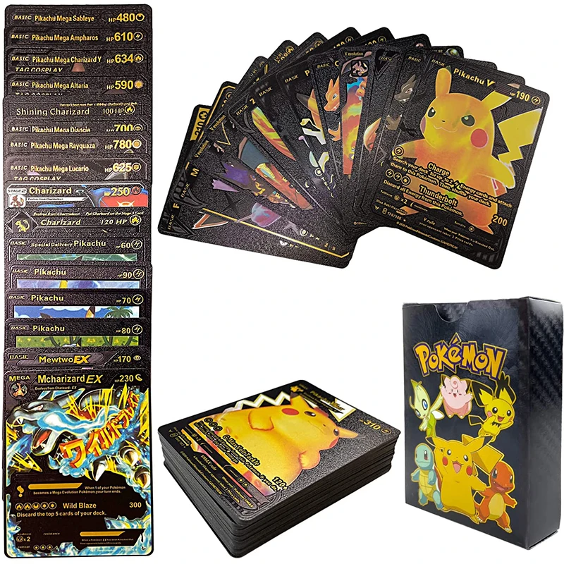 

54Pcs/Box Pokemon Vmax Dx Gx Ultra Rare Cards Metal Gold Foil Plated Shinning Card Collec Game Battle Spanish Assorted Cards Toy