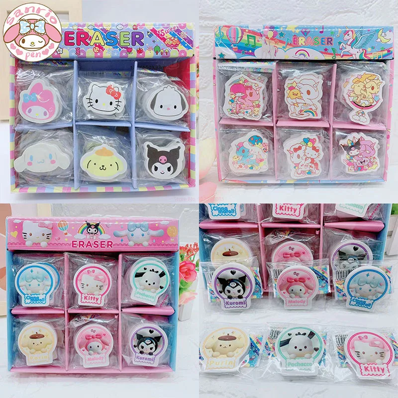

Sanrio Cute Eraser 30pcs Wholesale Hello Kitty Kuromi Cinnamoroll Erasers Kawaii Stationery Students Primary School Prize Gifts