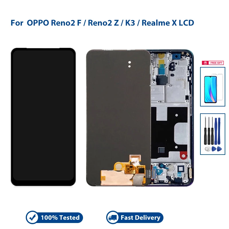 

New 6.53" LCD For OPPO Realme X Reno2 Z Reno2 F LCD Display Screen Touch Digitizer For OPPO K3 Reno 2Z 2F Replacement with Gifts