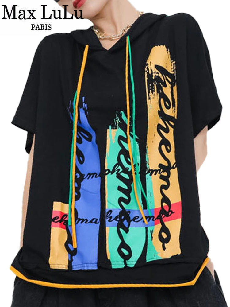 Max LuLu 2022 Summer Streetwear New Women Printing Black Tshirts Ladies Hooded Short Sleeve Tees Contrast Color Tops Big Size
Max LuLu 2022 Summer Streetwear New Women Printing Black Tshirts Ladies Hooded Short Sleeve Tees Contrast Color Tops Big Size