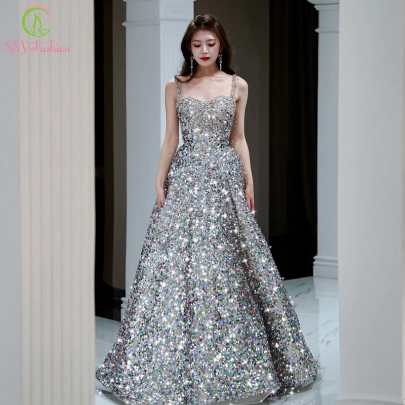 SSYFashion Luxury Sequins Silvery Evening Dress Sexy Seetheart A-line Sleeveless Glistening Beading Prom Party Gowns for Women
SSYFashion Luxury Sequins Silvery Evening Dress Sexy Seetheart A-line Sleeveless Glistening Beading Prom Party Gowns for Women
