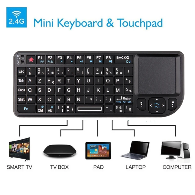HOT Mini 2.4G RF Wireless Keyboard Spanish French Russian English Keyboard Backlight Touchpad for PC Notebook Smart Tv Box
HOT Mini 2.4G RF Wireless Keyboard Spanish French Russian English Keyboard Backlight Touchpad for PC Notebook Smart Tv Box