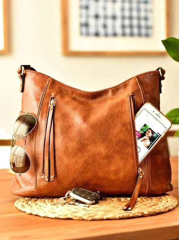 Fashion New European and American Retro Tote Bag Double zipper Women's Handheld Shoulder Bag
Fashion New European and American Retro Tote Bag Double zipper Women's Handheld Shoulder Bag
