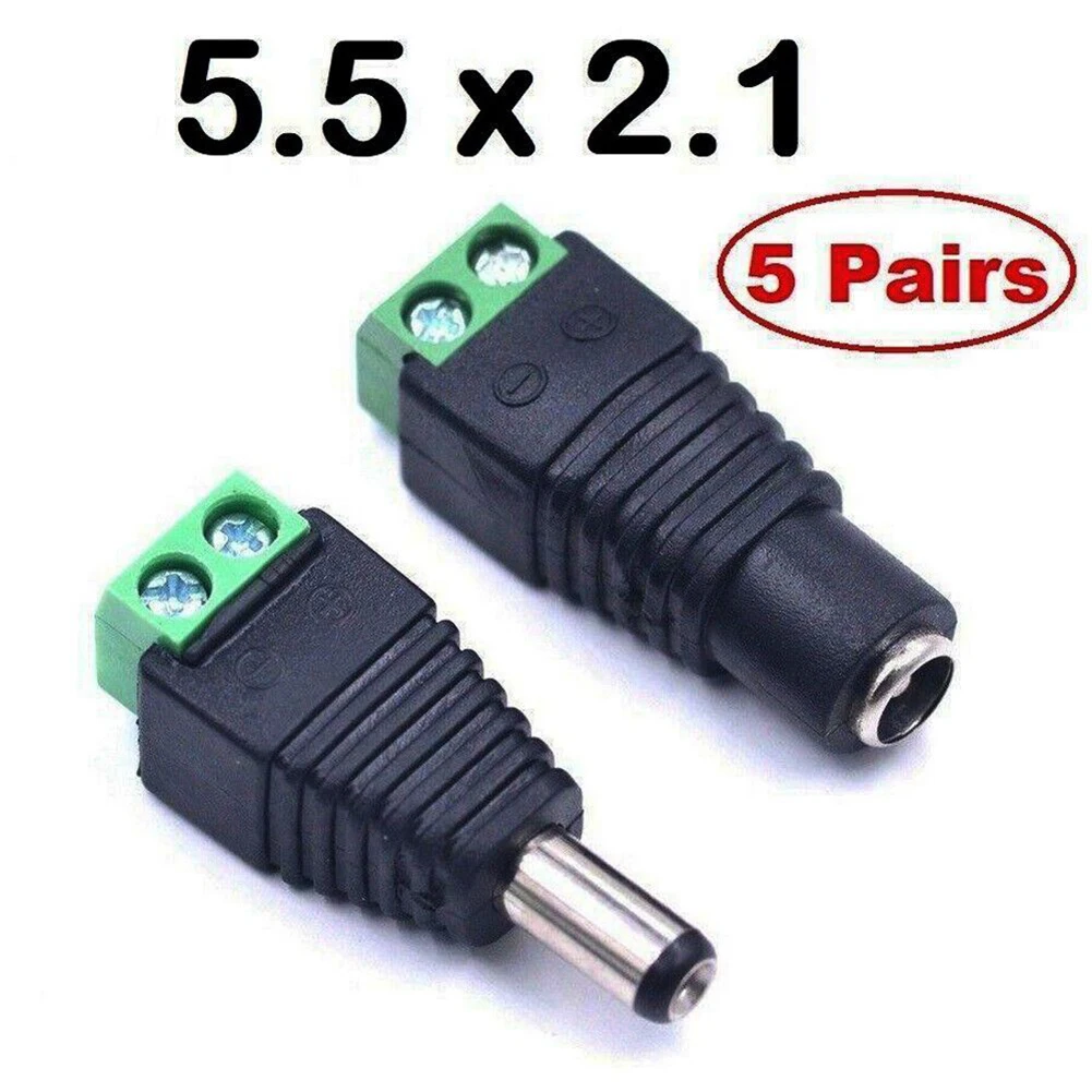 5pairs Female Male DC Connector 5.5x2.1mm Power Adapter Plug For Led Strip Light CCTV Camera 5V-38V
5pairs Female Male DC Connector 5.5x2.1mm Power Adapter Plug For Led Strip Light CCTV Camera 5V-38V