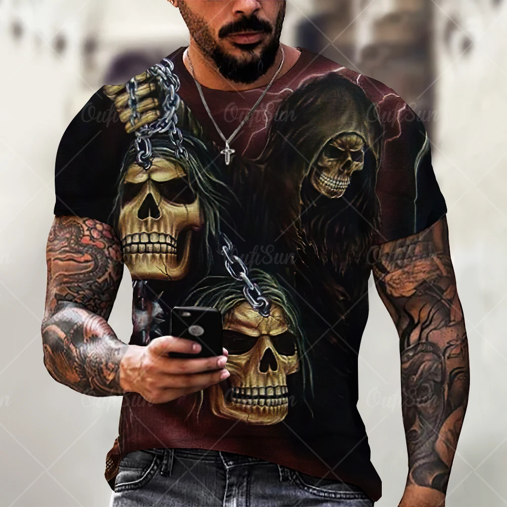 2022 summer hot selling Skull Pattern 3D printing men's T-shirt soft shirt casual loose T-shirt sports men's street top
2022 summer hot selling Skull Pattern 3D printing men's T-shirt soft shirt casual loose T-shirt sports men's street top