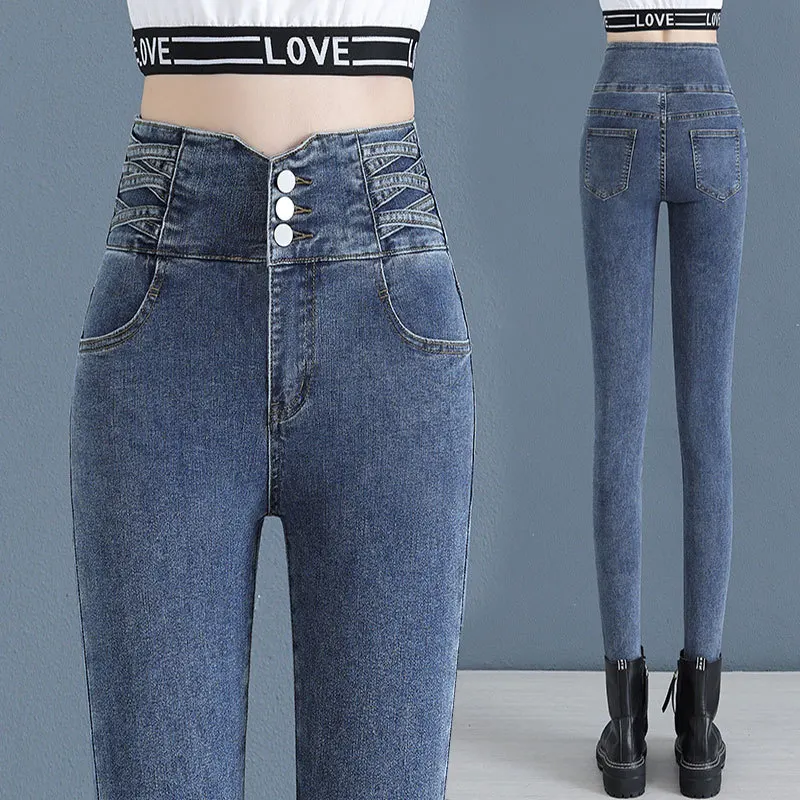 Узкие джинсы, женские весенние брюки с высокой талией, новинка 2023, узкие эластичные узкие брюки-карандаш, джинсовые брюки
Узкие джинсы, женские весенние брюки с высокой талией, новинка 2023, узкие эластичные узкие брюки-карандаш, джинсовые брюки