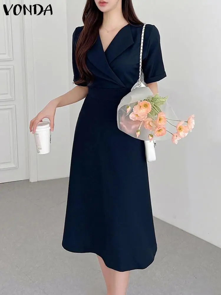 Платье-рубашка VONDA женское с V-образным вырезом, элегантный Однотонный сарафан средней длины, пикантная Повседневная Блузка с коротким рукавом, лето 2023
Платье-рубашка VONDA женское с V-образным вырезом, элегантный Однотонный сарафан средней длины, пикантная Повседневная Блузка с коротким рукавом, лето 2023