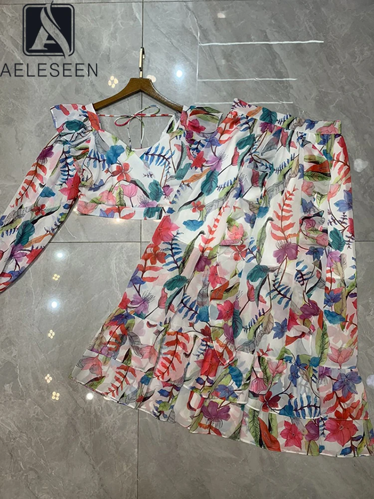 AELESEEN Fashion Designer 2022 Summer Skirt Suit Women Ruffles Long Sleeve Printed Short Top + High Waist Skirt Holiday Set
AELESEEN Fashion Designer 2022 Summer Skirt Suit Women Ruffles Long Sleeve Printed Short Top + High Waist Skirt Holiday Set