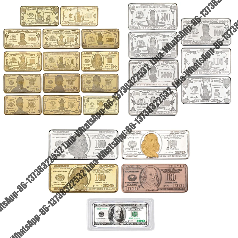 We have more American USD One Hundred Dollar 1 2 5 10 20 50 100 500 1000 Gold Bullion 24K Gold Metal Bar for Collection and Gift
We have more American USD One Hundred Dollar 1 2 5 10 20 50 100 500 1000 Gold Bullion 24K Gold Metal Bar for Collection and Gift