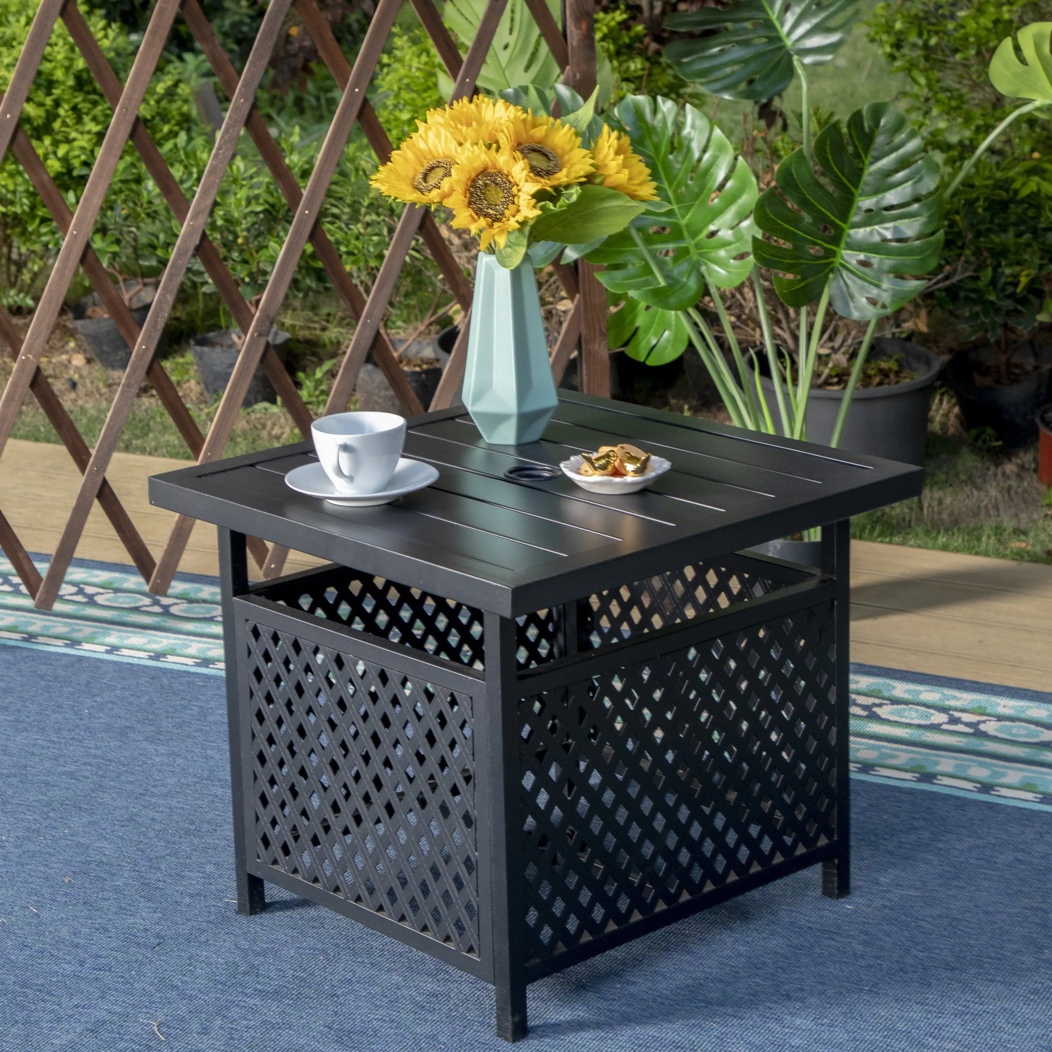 MF Studio Outdoor Bistro Side Table, Patio Umbrella Stand, All-Weather Steel Frame, Black
MF Studio Outdoor Bistro Side Table, Patio Umbrella Stand, All-Weather Steel Frame, Black