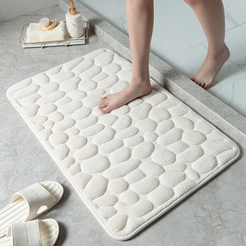 

Household Cobblestone Texture Water Absorbing Floor Mat Slow Rebound Memory Cotton Non Slip Bathroom Mat Bathroom Accessories