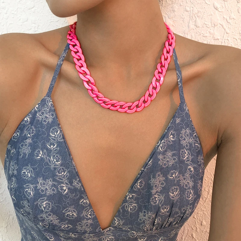 Fashion Neck Chain Colorful Acrylic Thick Necklace For Women Men Bohemian Plastic Choker Collar Necklace Jewelry Gifts
Fashion Neck Chain Colorful Acrylic Thick Necklace For Women Men Bohemian Plastic Choker Collar Necklace Jewelry Gifts