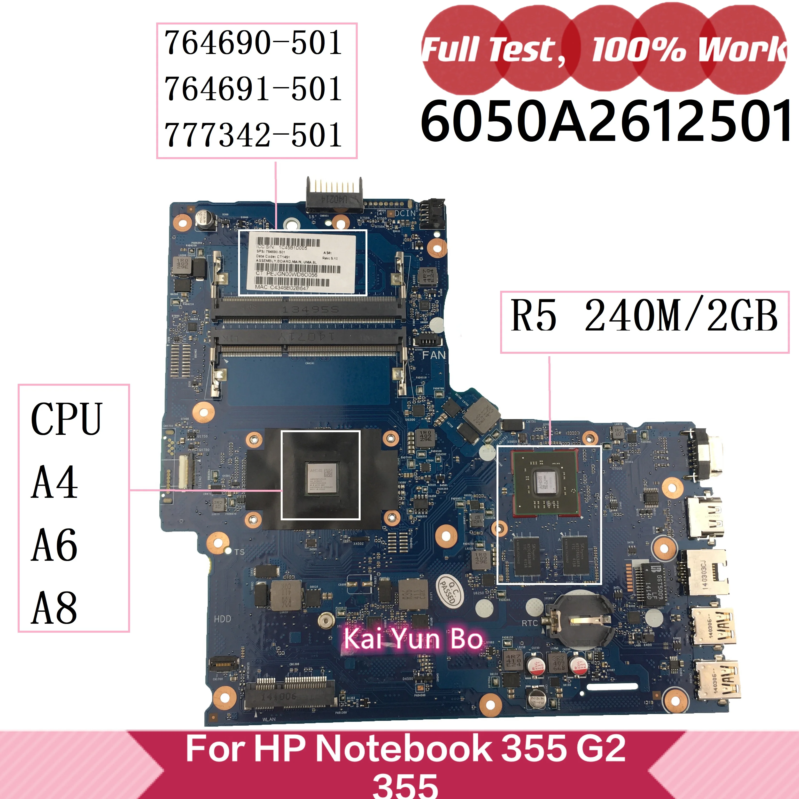 Материнская плата ноутбука HP Notebook 355 G2 Материнская плата 6050A2612501 764690-501/001/601 764691-501 777342-501 W A4 A6 A8 R5240M/2GD
Материнская плата ноутбука HP Notebook 355 G2 Материнская плата 6050A2612501 764690-501/001/601 764691-501 777342-501 W A4 A6 A8 R5240M/2GD