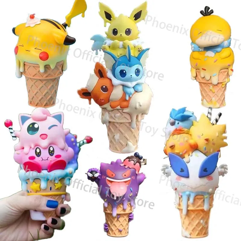 

NEW Pokemon Ice Cream Eevee Figures Toy Cute Pikachu Jigglypuff Psyduck Action Figure Gengar Model Collection Figurine Doll Gift